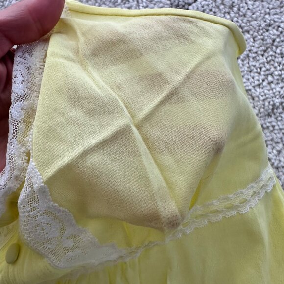 Vintage 60s Hostess Pajama Jumpsuit Bright Yellow Lace Trim Lounge Romper - Picture 7 of 7